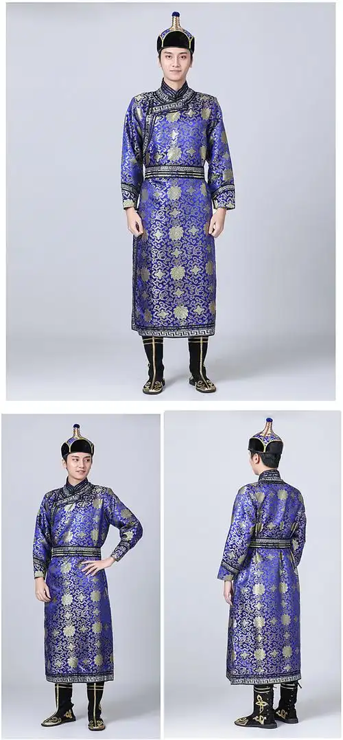 蒙古服装男新款蒙古袍男蒙古服饰男蒙古衣服族男演出服装表演演唱服