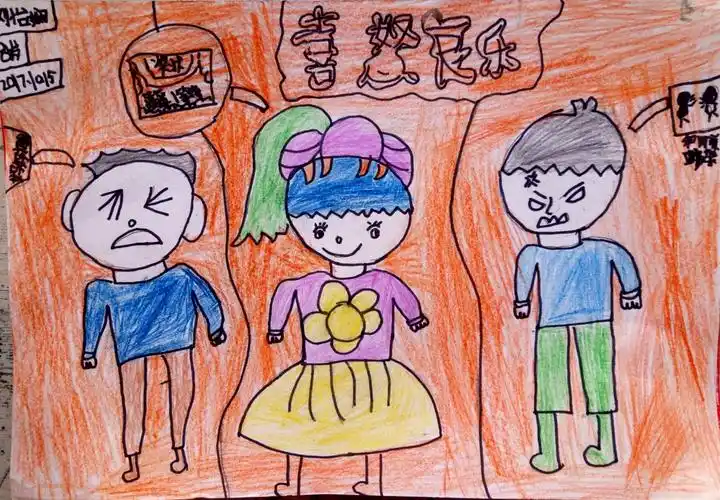卢龙画室儿童画班10月15日作品——《喜怒哀乐》
