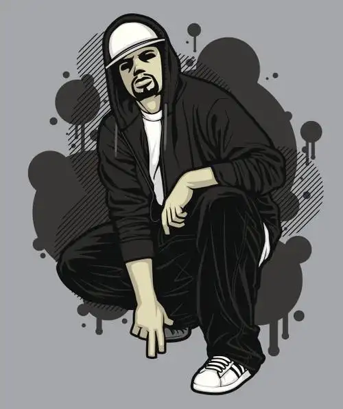 男嘻哈服装模特:拉链帽衫姿势图片下载