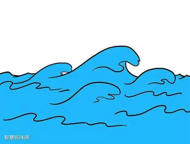 彩色海浪简笔画