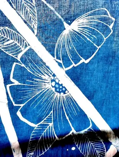 手工植物蓝染之扎染蜡染型染