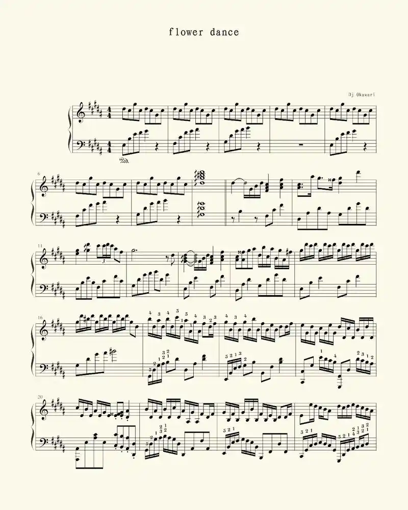 指法版花之舞钢琴谱