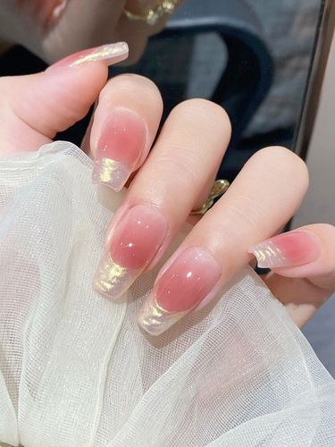 网红爆款法式褶皱极光粉黄光魔镜粉冰透色腮红美甲油胶显白流行色