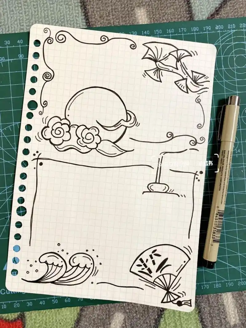 素材 | 古风文艺手帐边框7314简约国风边框 7314这次出的边框