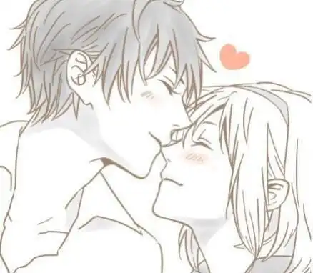 动漫简笔画女孩接吻