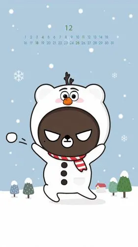 可爱卡通12月份日历