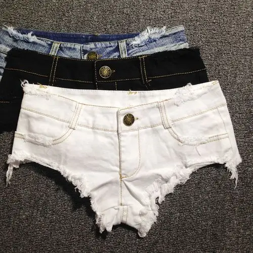 齐逼露臀超低腰三角小短裤女夜店酒吧性感牛仔短裤破洞齐比热裤ds