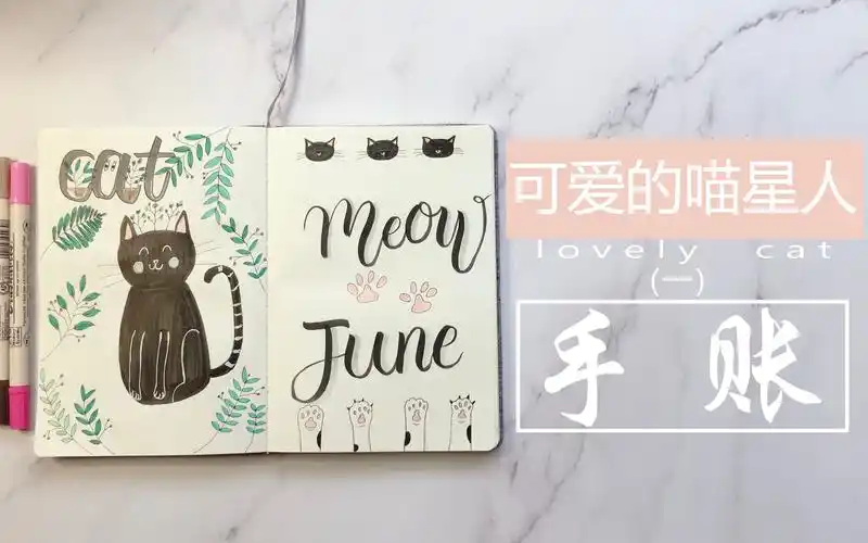手账可爱的喵星人系列手帐一bulletjournal六月手账模板手帐模板