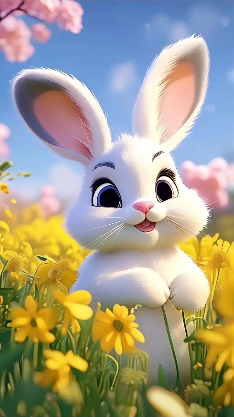 小白兔在油菜花海中,仿佛是春天里最可爱的精灵.#小兔兔17 - 抖音