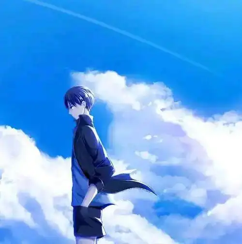 蓝色天空男生背影头像