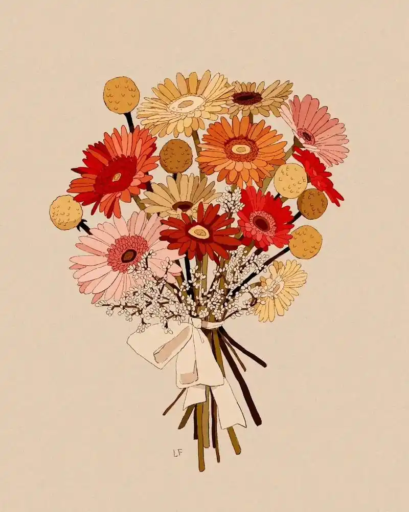 抖音图文来了 手绘插画风花卉花束98#简笔画教程 #创意简 - 抖音