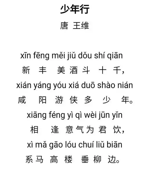 每日一诗——31.少年行(唐 王维 )
