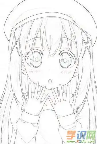 素描动漫女孩画法