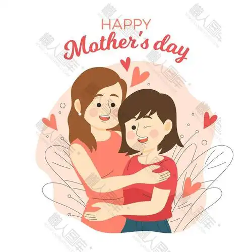 妈妈拥抱女儿矢量图