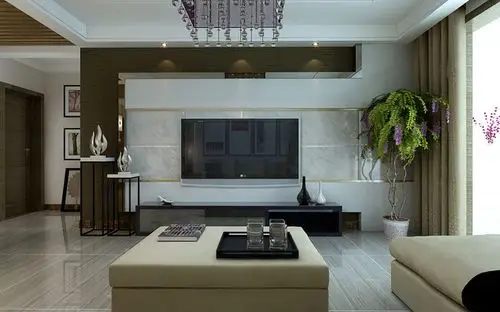 现代简约风格三居客厅电视背景墙装修效果图