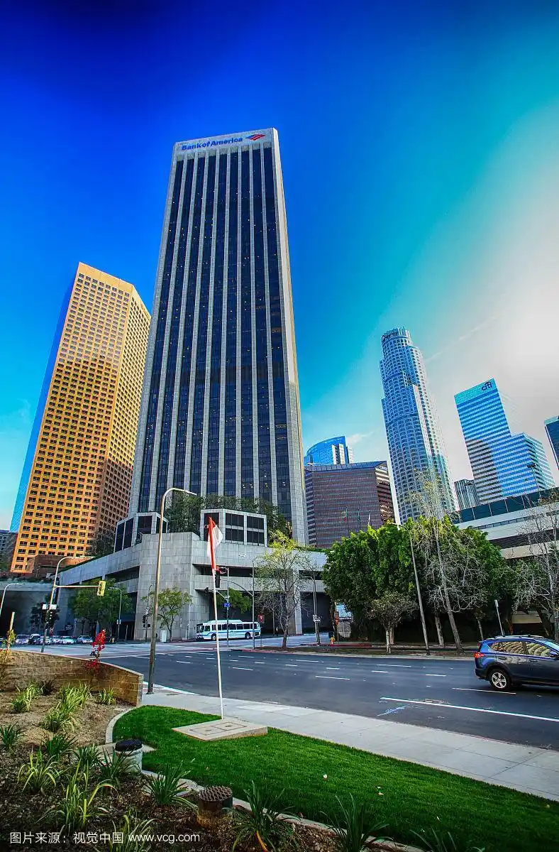 洛杉矶市区市区美国银行高楼竖