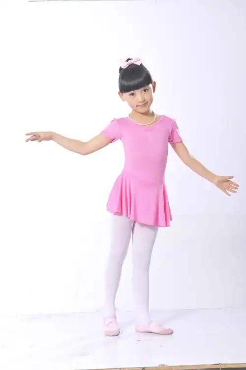 儿童舞蹈服装短袖夏 幼儿女童芭蕾舞裙拉丁舞连体开裆练功考级服