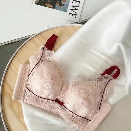 优八喜蕾丝全罩杯大胸显小内衣无钢圈收副乳调整无海绵显瘦文胸