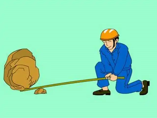 [力学图片]杠杆--撬石头-中国教育出版网