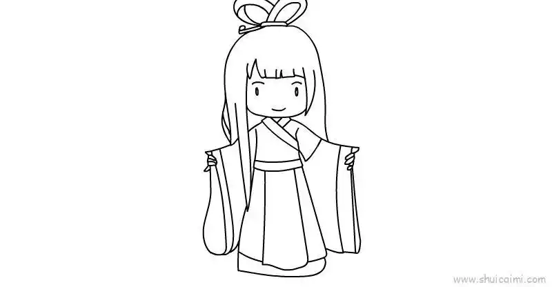 古风人物女儿童画怎么画 古风人物女简笔画图片大全