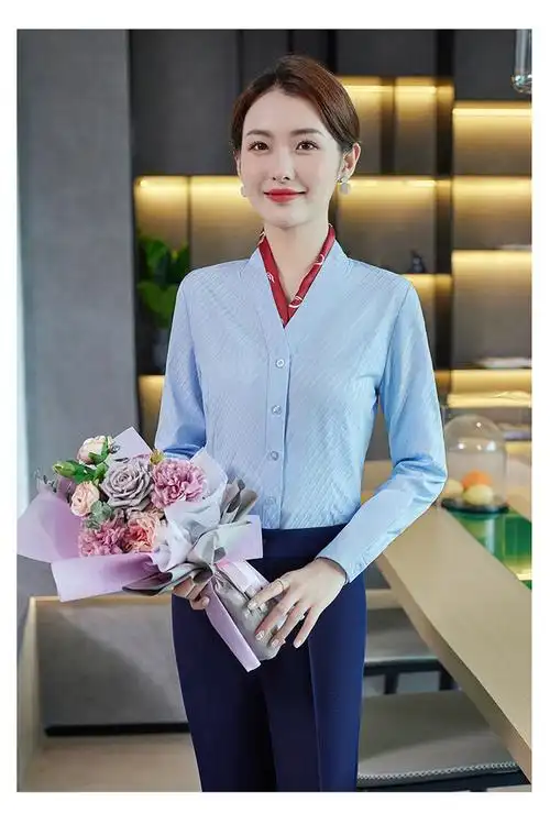 暧献 航空学院空姐制服职业女装长袖衬衫套装美容院珠宝店售楼部工作