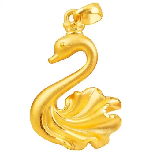 黄金皇冠小天鹅吊坠3d硬金足金凤凰项坠女款颈饰