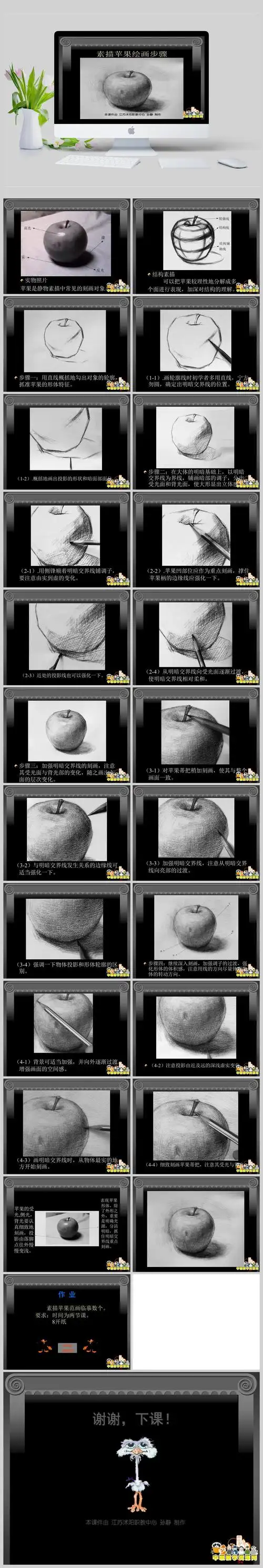 素描课件——静物苹果绘画步骤ppt