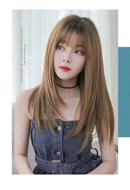 整顶假发女中长碎发逼真自然全头套长直发空气刘海蓬松假发套女黑茶色