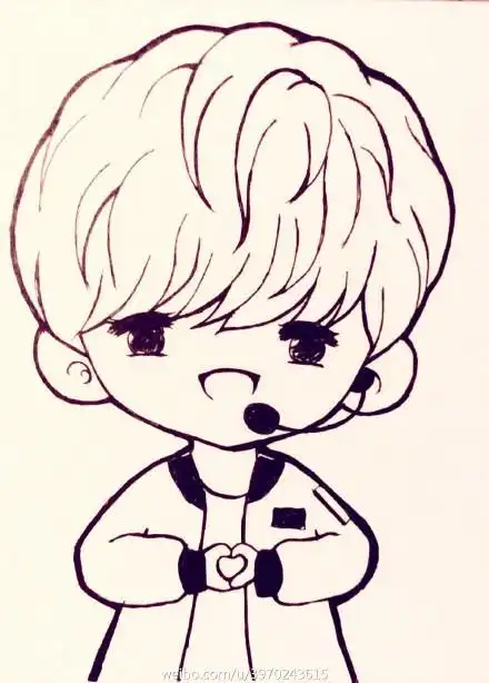 简笔画鹿晗q版萌图