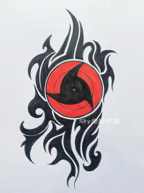 画画原来如此简单#宇智波鼬神万花筒写轮眼绘画教程-度小视