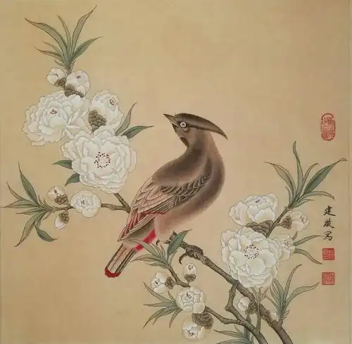 桃花山鸟图43*43  cm