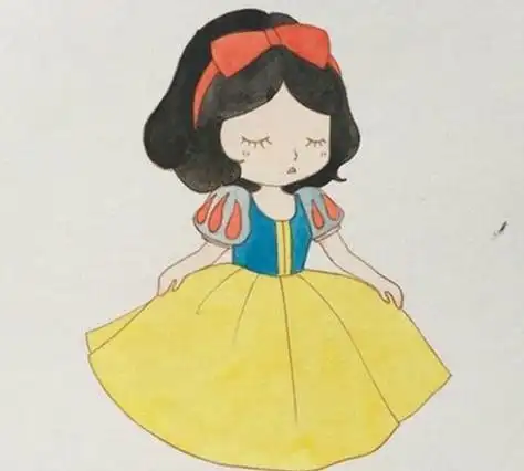 可爱的白雪公主简笔画白雪公主