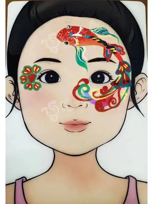 一组国风儿童脸部彩绘设计