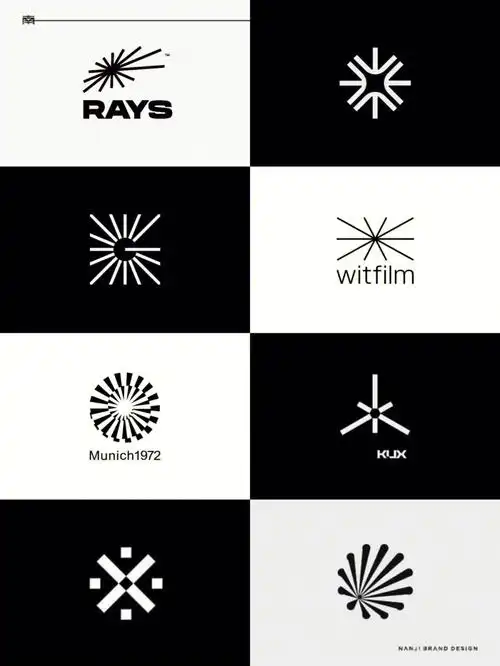 一组放射性线条logo设计