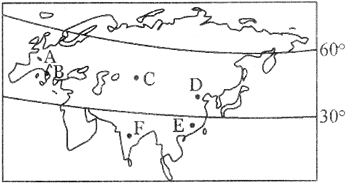 读亚欧大陆轮廓图,完成下列各题.