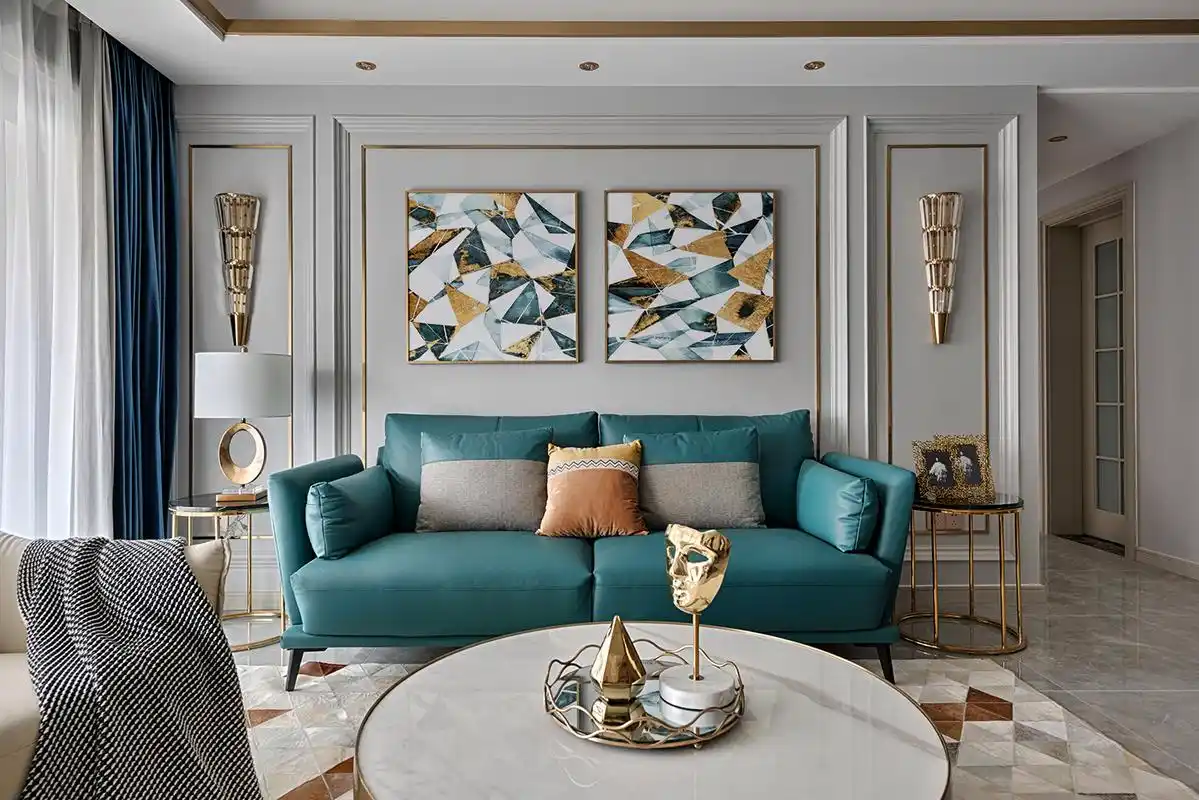 轻奢风四居室沙发背景墙装修效果图