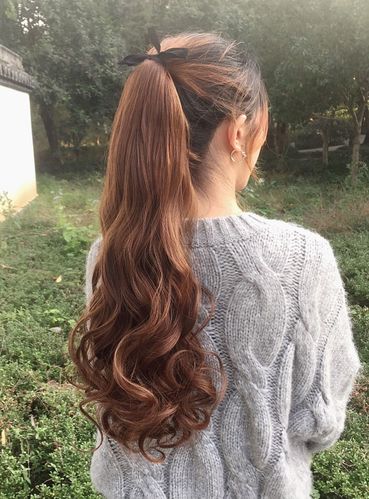 假发马尾女中长发长卷卷发大波波浪气质抓夹马尾
