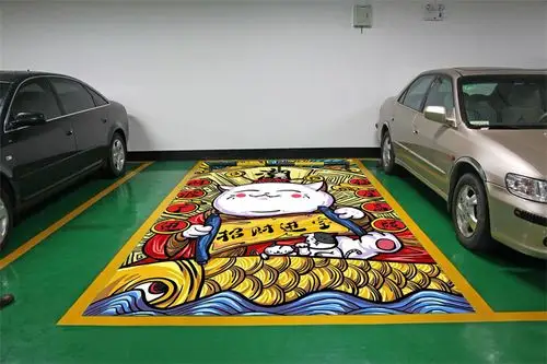 停车场车位彩绘,车位涂鸦就找泰极猫彩绘工作室