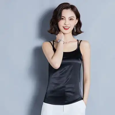 实拍2020夏季新款真丝外穿吊带背心美背性感打底衫吊带女t恤