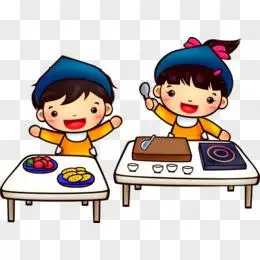 吃饭免抠素材pngpsd手绘卡通幼儿园一起排排坐免抠元素pngpsd吃饺子的