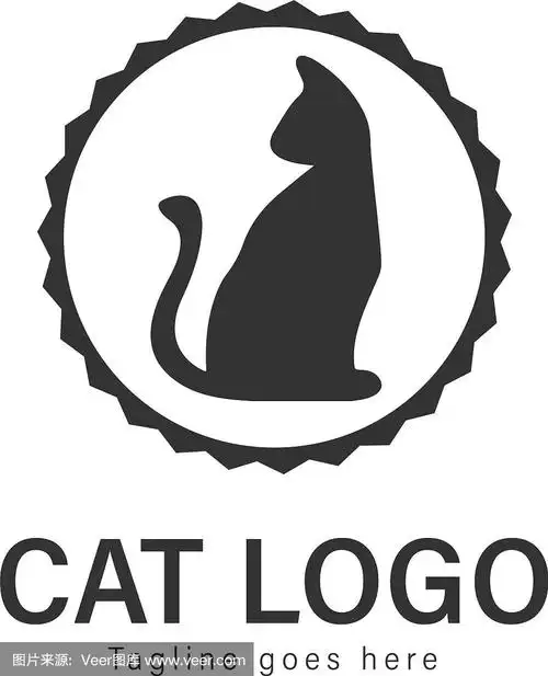 猫标志设计现代猫标志模板孤立