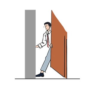 开门向前走打开门动作职场插画免扣元素中办公开会场景商务职场人物