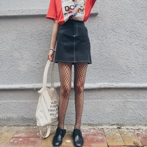 6227#实拍实价 原宿风 性感黑色大网 中网 小网渔网裤袜