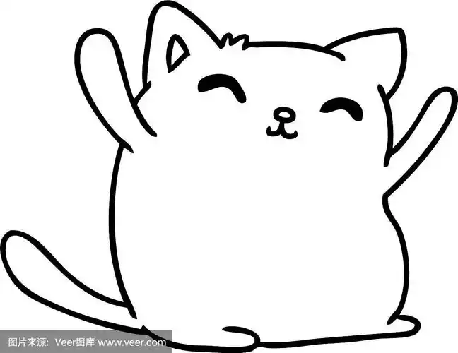 可爱的卡哇伊猫的线条画