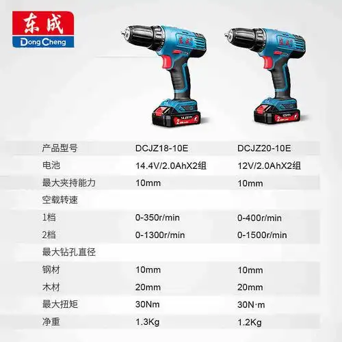 东成充电手钻dcjz18/20-10手电转钻电动螺丝刀起子东城枪钻锂电钻