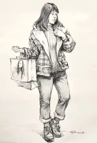 4,灵活用笔——线条的重要性"用线"在表达速写人物时尤为重要,应在画