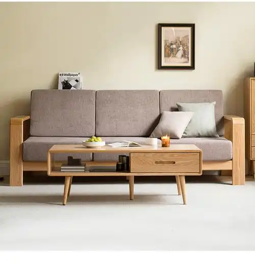 焱思泰智选生态通用轻奢日式实木沙发北欧家用小户型橡木客厅家具三人