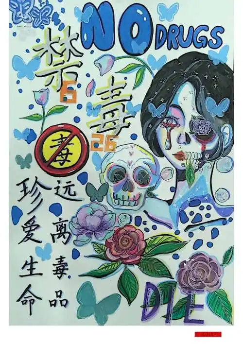 健康无毒 向阳而生 中学生禁毒主题绘画作品 - 智慧妈咪网