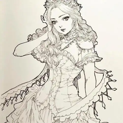 少女线稿,by:elden lord  7810000张线稿素材 97网页链接  #动漫