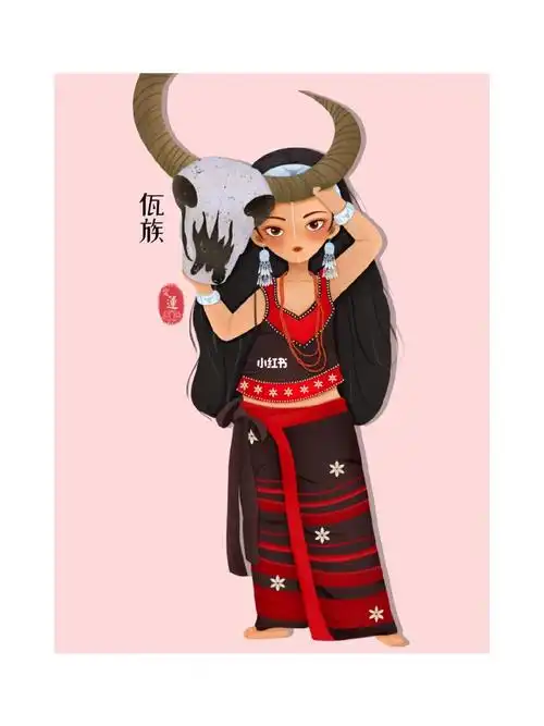 56个民族插画系列佤族